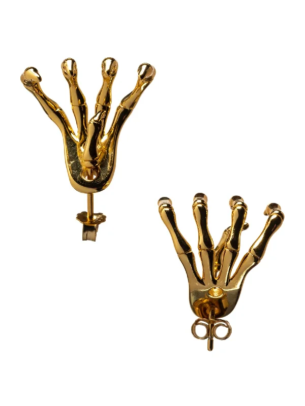 14k Gold Skeleton Hand Earrings