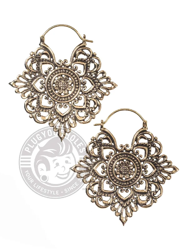 Lily Filigree Brass Earrings