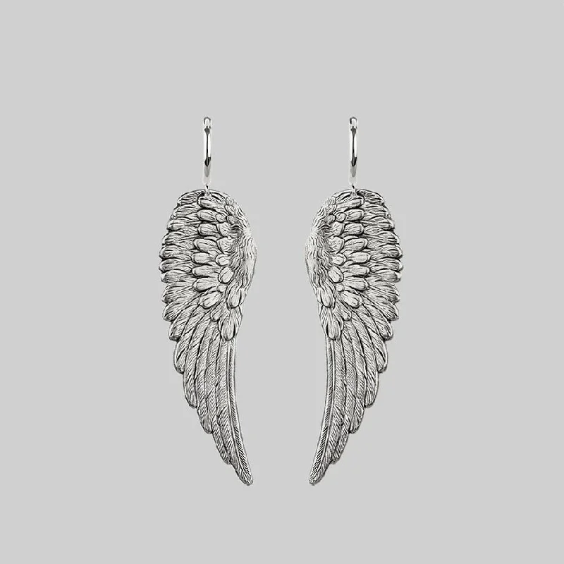 FALLEN SAINT. Angel Wing Hoop Earrings - Silver