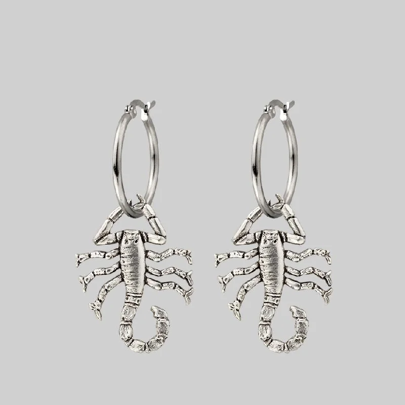 NOXIOUS. Scorpion Hoop Earrings - Silver