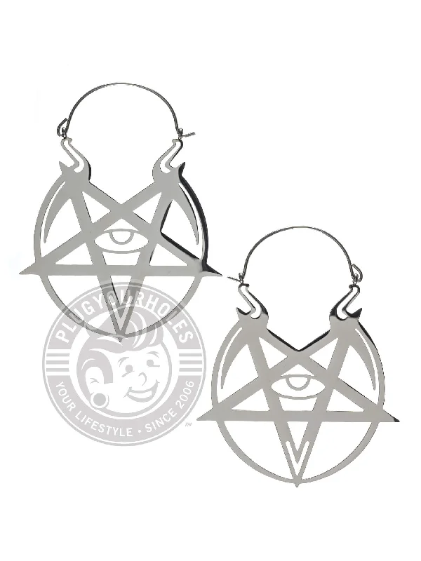 UwU Pent-Eye Dangle Hoop Steel Earrings