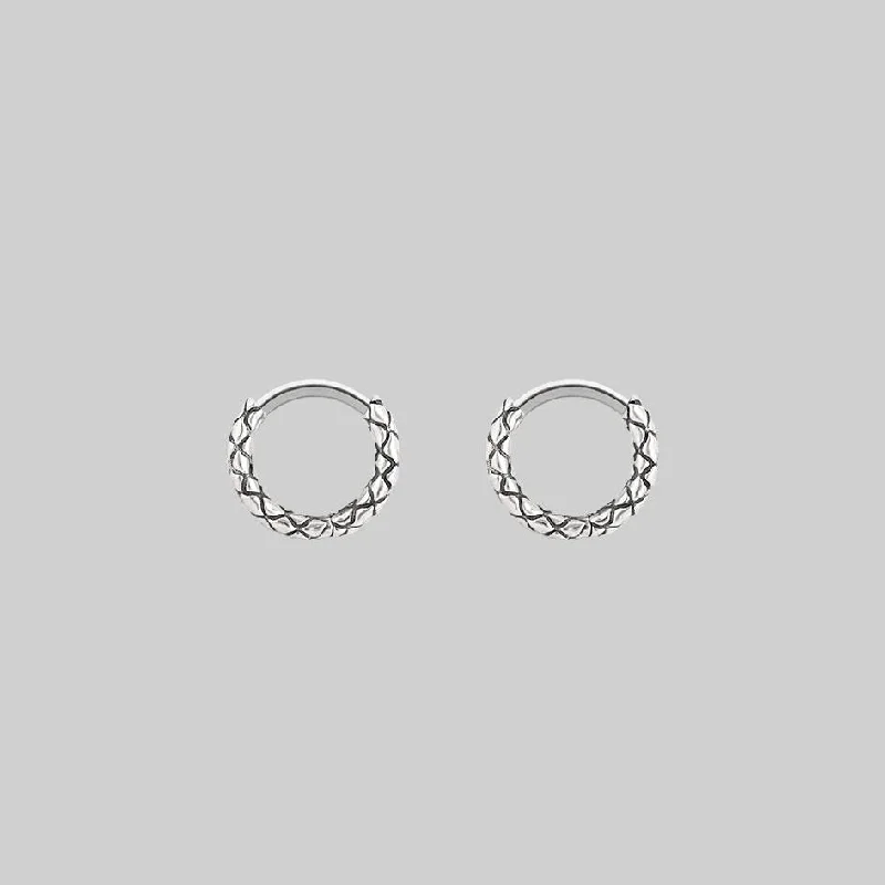 VEGA. Snake Skin Clicker Hoop Earrings - Silver