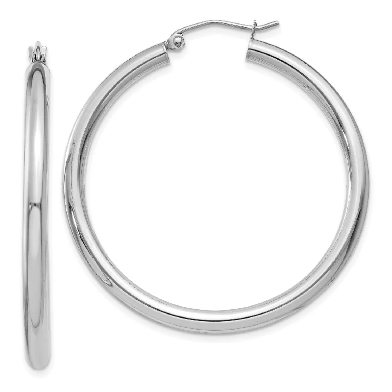 14KT White Gold 40X3MM Hoop Earrings