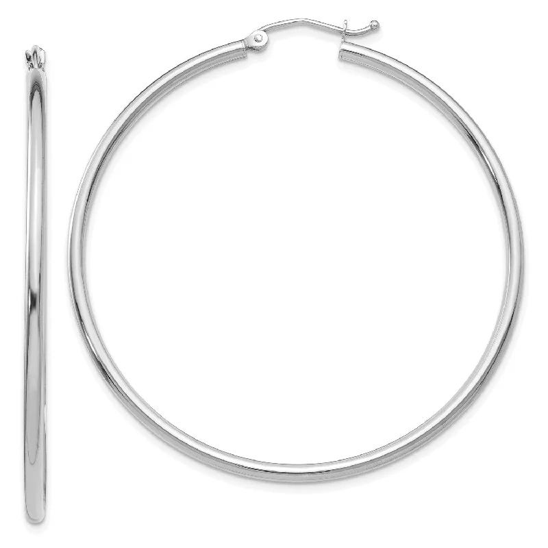 14KT White Gold 50X2MM Hoop Earrings