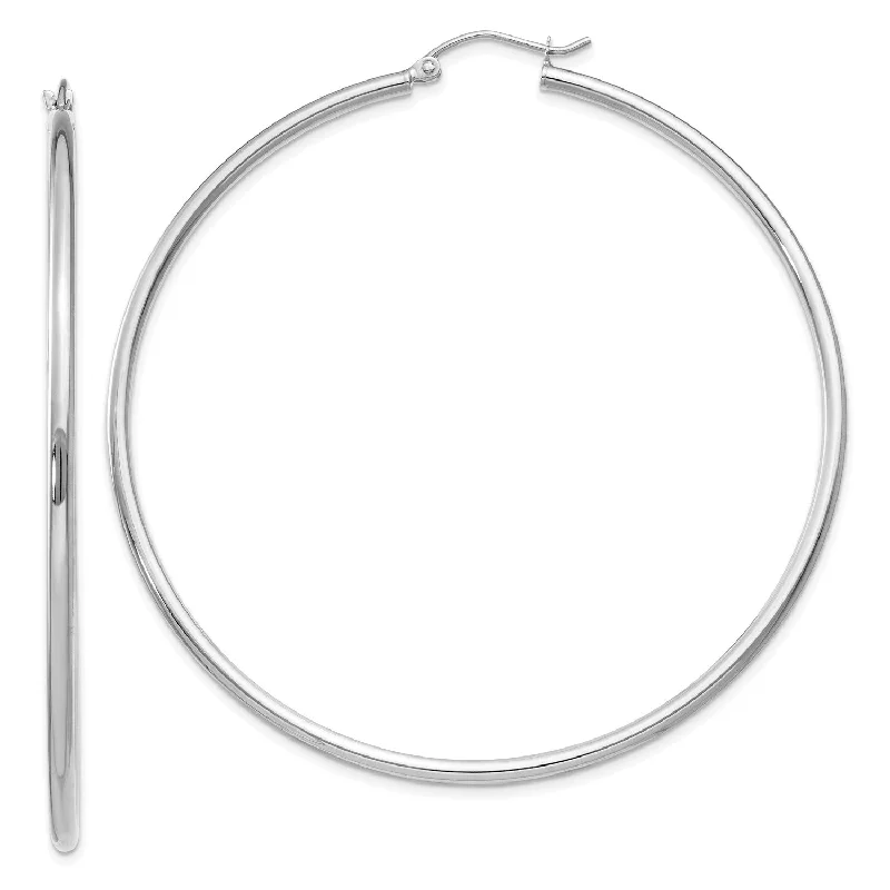 14KT White Gold 60X2MM Hoop Earrings