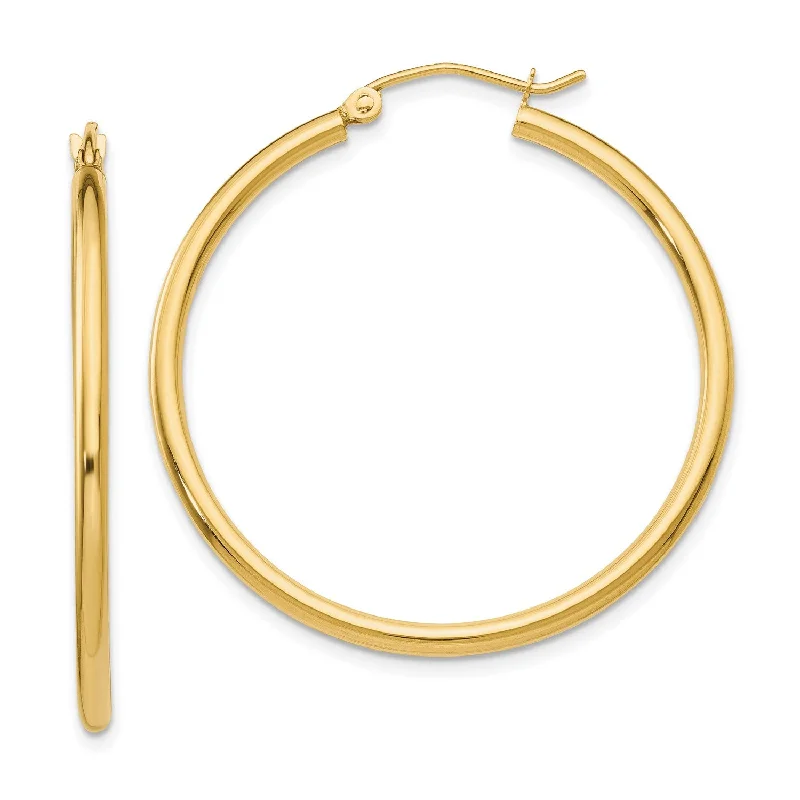 14KT Yellow Gold 35X2MM Hoop Earrings